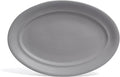 over&ampback Rim Stoneware Serving Platter - Elegant 1-Piece Oval Serving Platter to Complete Your Kitchen Set - 16 L x 10.8 W Semi-Matte Charcoal