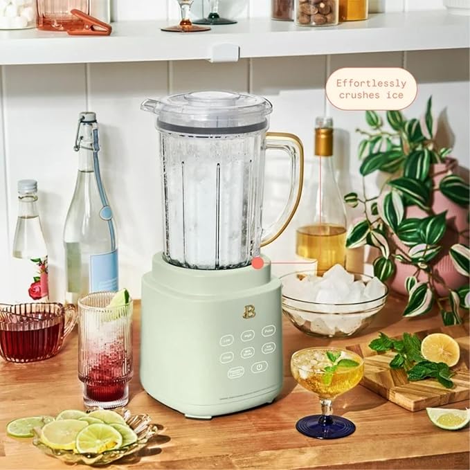 High Performance Countertop Blender System with Personal Blending Cups Ice Crushing Smoothie and Food Processing (Sage Green)