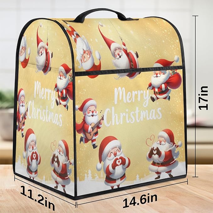 cfpolar Kitchen Aid Mixer Cover Compatible with 6-8 Quarts Christmas Cute Santa Claus Xmas Stand Mixer Cover Kitchen Aid Mixers Accessories Appliance Organizer Bag Dust Covers with Zipper Pocket