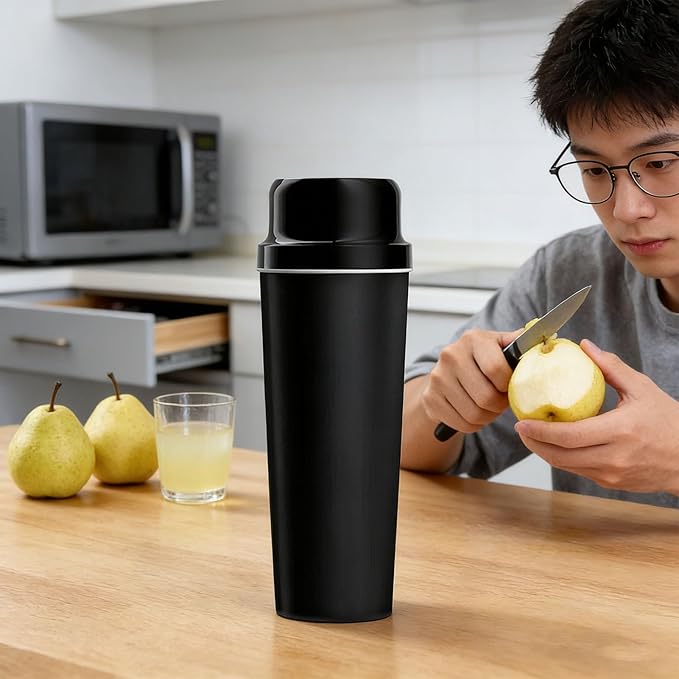 Fdit 650ML Portable Blender Black Cordless Rechargeable Insulated Juicer Cup with 21000rpm Stainless Steel Blades for Kitchen Gym Office Travel