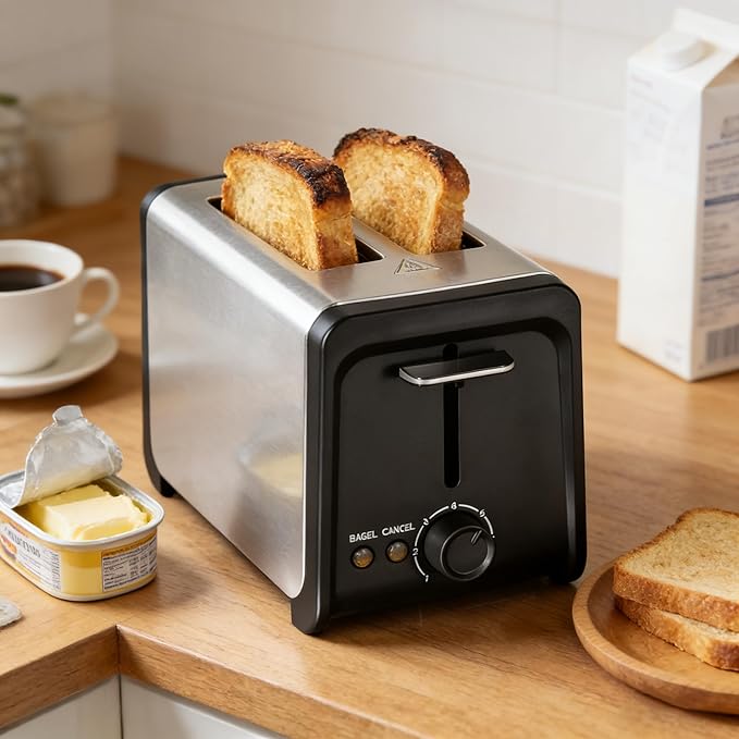 Double-Slot Toaster with Wide Slots Bagel Function Toast Boost Stainless New