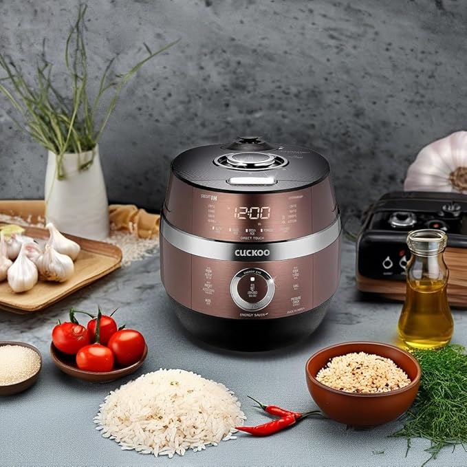 Cuckoo CRP-JHSR0609F Multifunctional and Programmable Electric Induction Heating Pressure Rice Cooker 3-Language Voice Navigation Intelligent Cooking Algorithm - 6 Cups Made in Korea Brown