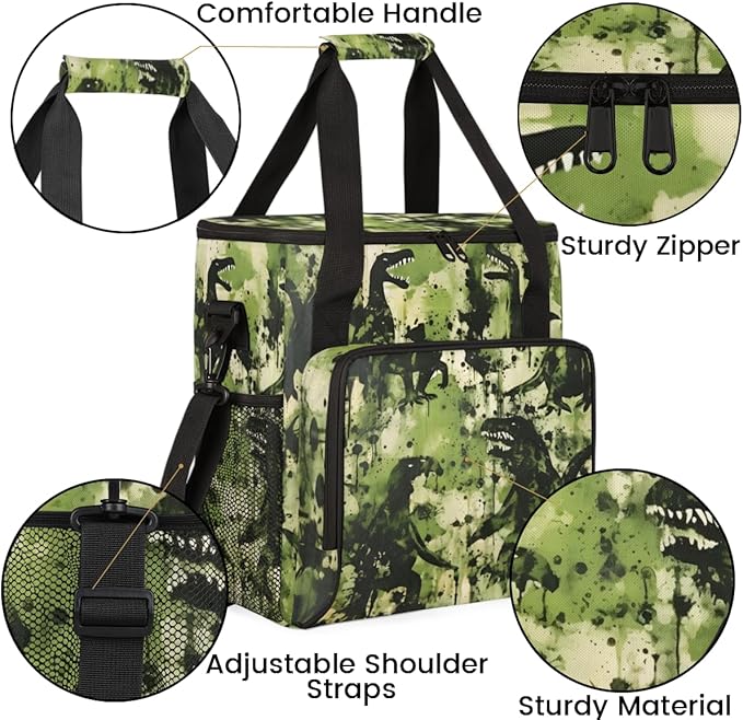 Camouflage Dinosaur Coffee Maker Carrying Bag Portable Travel Storage Tote Bag Compatible with K-Mini or K-Mini Plus Single Serve Coffee Brewer Carrying Case with Multiple Pockets &amp Shoulder Str