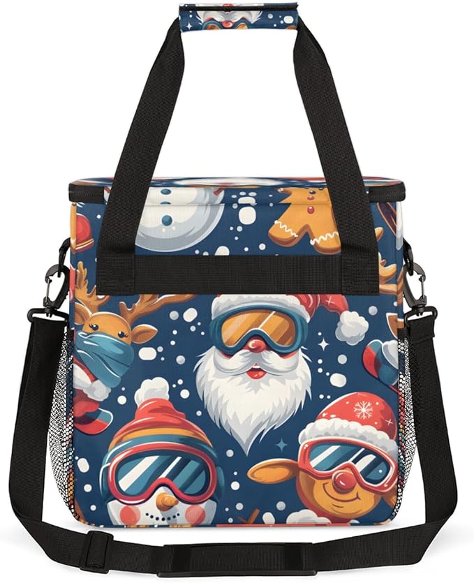 Xmas Santa Claus Coffee Maker Carrying Bag Portable Travel Storage Tote Bag Compatible with K-Mini or K-Mini Plus Single Serve Coffee Brewer Carrying Case with Multiple Pockets &amp Shoulder Strap