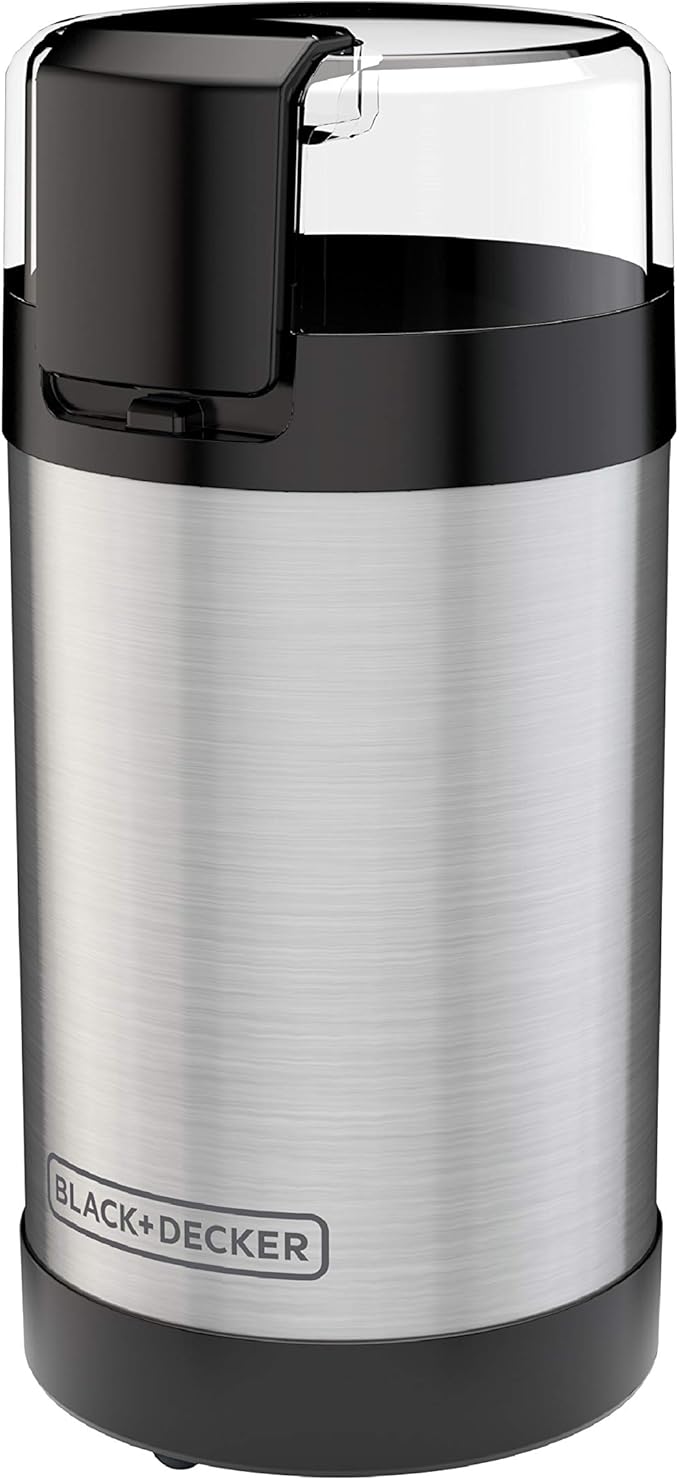 BLACK+DECKER 12-Cup Thermal Coffeemaker Black/Silver CM2035B &amp Coffee Grinder One Touch Push-Button Control 2/3 Cup Bean Capacity Stainless Steel