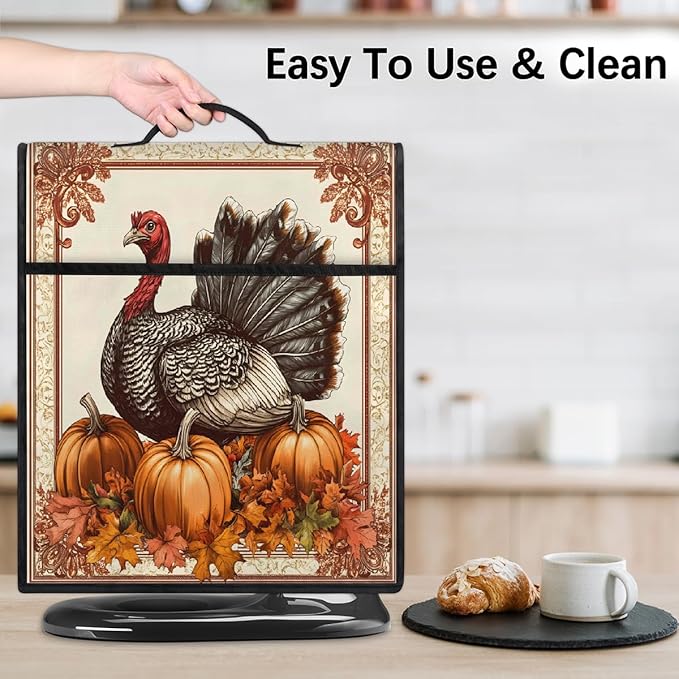 cfpolar Kitchen Aid Mixer Cover Compatible with 6-8 Quarts Turkey Thanksgiving Pumpkin Stand Mixer Cover Kitchen Aid Mixers Accessories Appliance Organizer Bag Dust Covers with Zipper Pocket