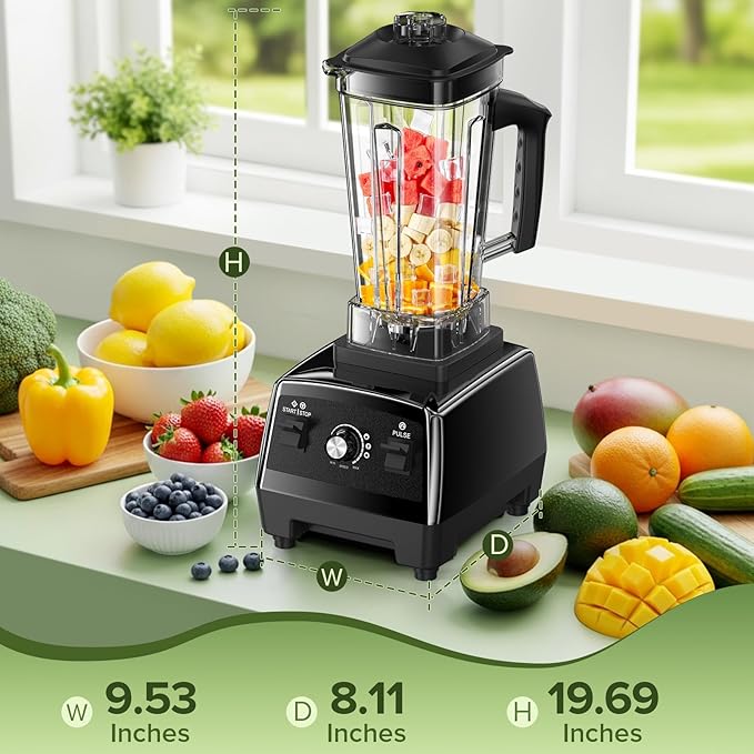 Blender for Smoothies Ice Crushing Frozen Fruits Countertop Blenders for Kitchen Smoothie Blender with 68Oz Pitcher Black