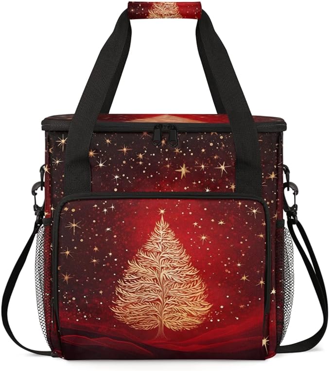 Christmas Tree Coffee Maker Carrying Bag Glitter Tree Travel Storage Bag Compatible with K-Mini or K-Mini Plus Single Serve Coffee Brewer Carrying Case with Multiple Pockets &amp Shoulder Strap