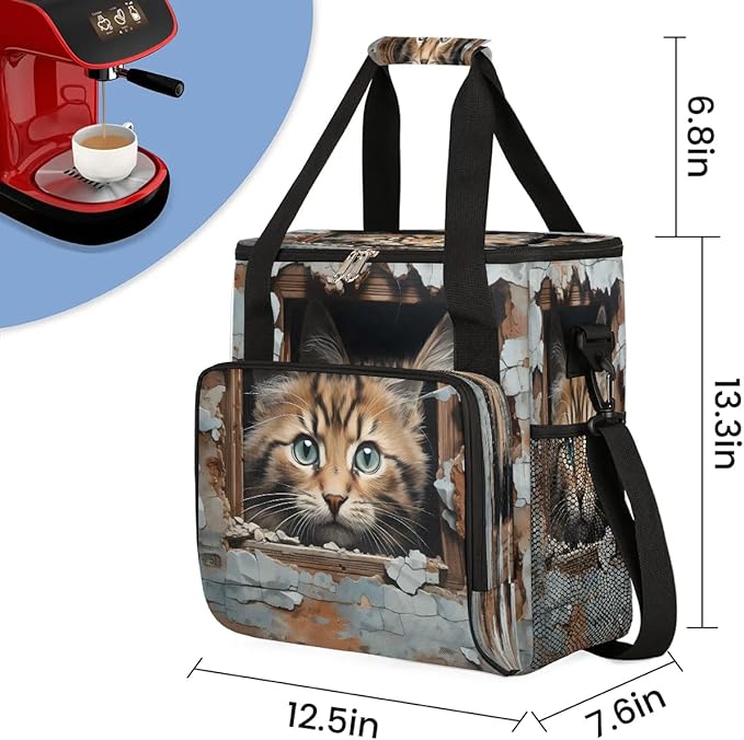 Cool Cat Coffee Maker Travel Bag for K-Mini or K-Mini Plus Single Serve Coffee Brewer Portable Storage Tote Case for Tarvel