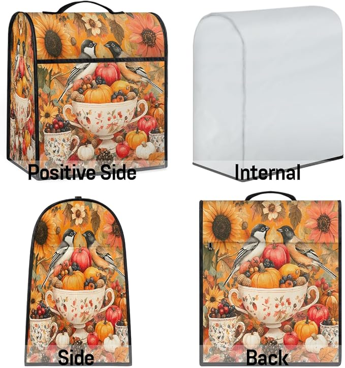 cfpolar Kitchen Aid Mixer Cover Compatible with 6-8 Quarts Sunflower Bird Food Pumpkin Stand Mixer Cover Kitchen Aid Mixers Accessories Appliance Organizer Bag Dust Covers with Zipper Pocket