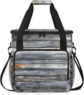 Wood Print Coffee Maker Travel Bag for Keurig K-Mini/K-Mini Plus Insulated Waterproof Tote with Pockets Portable Single-Serve Brewer Case