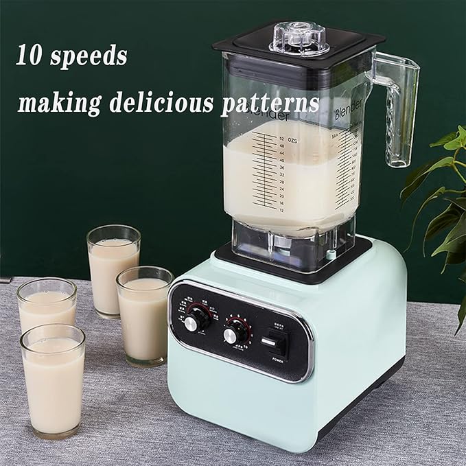 Blender 2L Commercial Smoothie Maker with 10 Speeds and 4 Dimensional Spoiler Function with 8 Stainless Steel Blades 1600W Power Motor Can Make Smoothies or Milkshakes and More