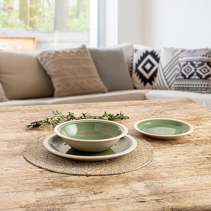 Quid Calypso Ceramic Dinnerware Set 18 Pieces - 6 People Green