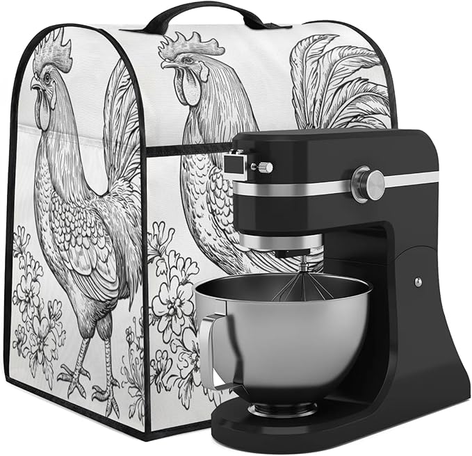 cfpolar Kitchen Aid Mixer Cover Compatible with 6-8 Quarts Animal Chicken Flower Retro Stand Mixer Cover Kitchen Aid Mixers Accessories Appliance Organizer Bag Dust Covers with Zipper Pocket