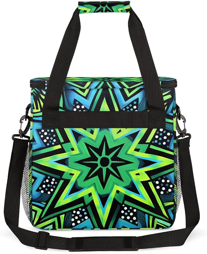 Green Star Coffee Maker Carrying Bag Crazy Lines Star Travel Storage Bag Compatible with K-Mini or K-Mini Plus Single Serve Coffee Brewer Carrying Case with Multiple Pockets &amp Shoulder Strap