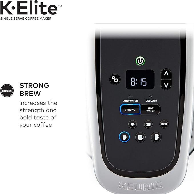 Keurig C K-Elite Maker Single Serve K-Cup Pod Brewer with Iced Coffee Capability Extra Included 75oz Brushed Silver Plus Filter Bundle