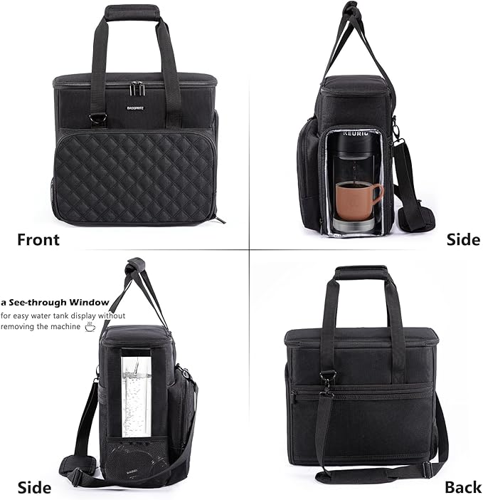 BAGSPRITE Travel Coffee Maker Carrying Case for Keurig K-Mini Plus &amp K-Slim – Portable Single Serve Coffee Machine Storage Bag with Accessories Space Coffe e Maker Travel Bag
