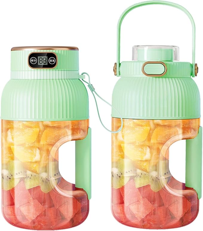 large portable blenderpowerful motor driving ten-blade cutter head dual large-capacity batteries TYPE-C fast charging head 42Oz (1200ml) large capacity (GREEN 2 barrel)