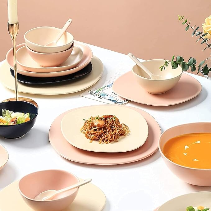 Dinnerware Sets - Luxury Gift Dishes Service Set Ceramics Dinner Sets Porcelain Dinnerware Set of 42 | Cereal Bowl and Steak Plate Set for Wedding Housewarming Gift(C)