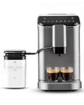 EUHOMY Fully Automatic Espresso Machine 20 Bar Coffee Maker with Grinder and Integrated Milk Frother Automatic Espresso Machine with Touch Screen 15-Grind Settings Coffee Machine for Home Silver