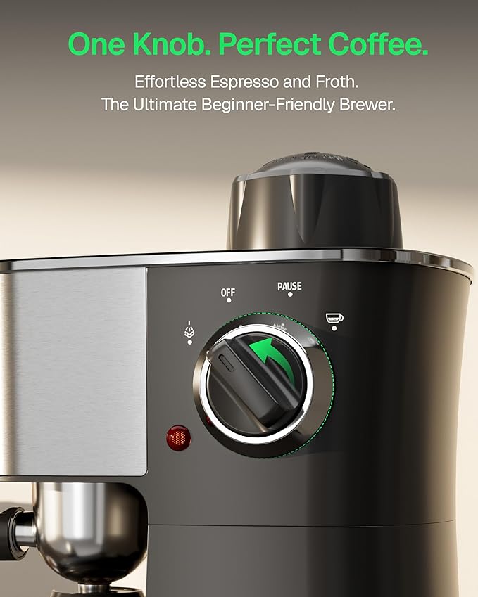 HBN Espresso Machine 3.5Bar Cappuccino &amp Latte Maker 2-4 Cup Stainless Steel Coffee Machine with Milk Frother 800W Espresso Machine Maker with Steamer Compact Coffee Maker for Home and Office