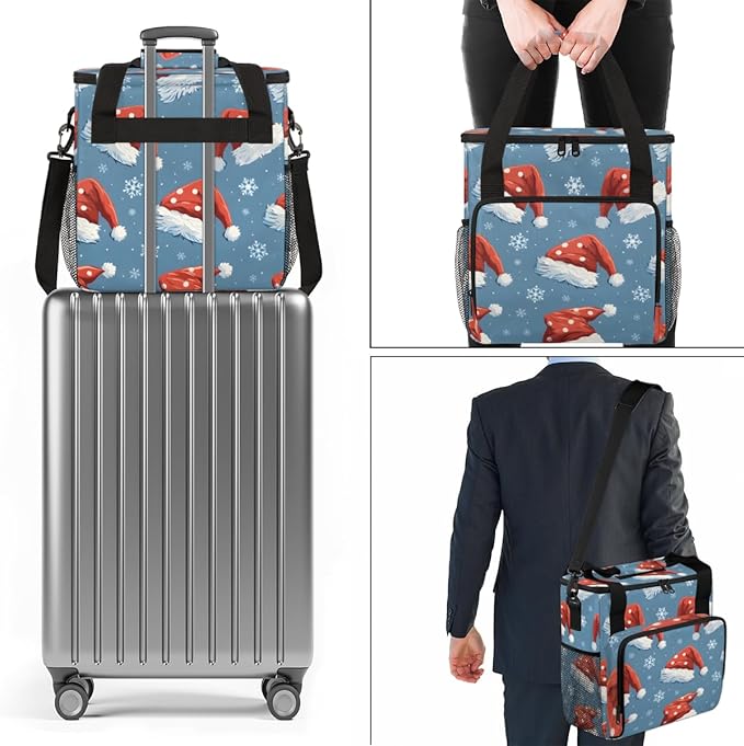 Christmas Hat Coffee Maker Carrying Bag Glitter Hat Travel Storage Bag Compatible with K-Mini or K-Mini Plus Single Serve Coffee Brewer Carrying Case with Multiple Pockets &amp Shoulder Strap