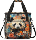 Cute Panda Coffee Maker Carrying Bag Chrysanthemum Travel Storage Bag Compatible with K-Mini or K-Mini Plus Single Serve Coffee Brewer Carrying Case with Multiple Pockets &amp Shoulder Strap