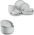 HaWare Dinnerware Sets 16-Piece Stoneware Plates and Bowls Set for 4 Ceramic Dish Set for Home Restaurant Chip and Scratch Resistant Microwave and Dishwasher Safe Speckled Misty Grey