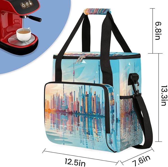 Shanghai Oriental Pearl Coffee Maker Carrying Bag for Keurig K-Mini or K-Mini Plus Storage Portable Coffee Maker Travel Bag
