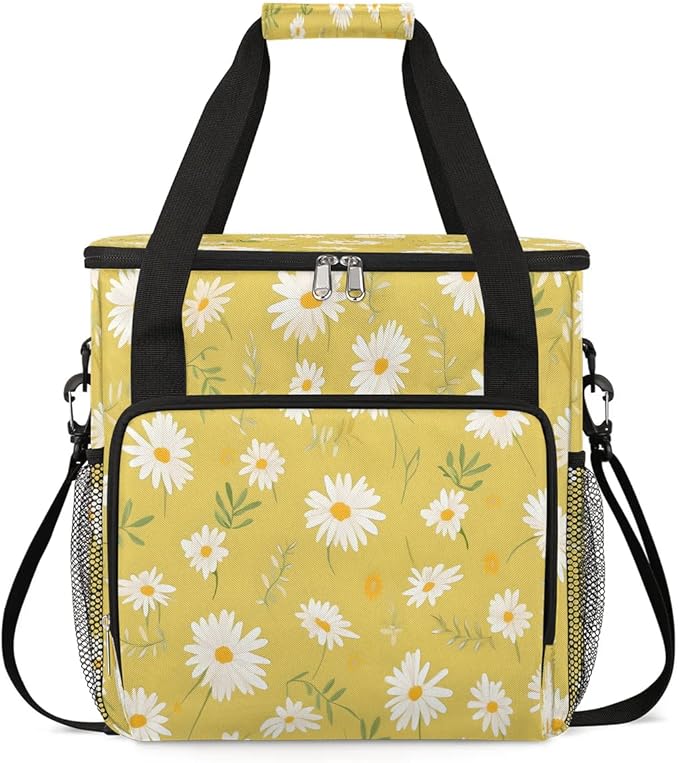 Floral Printed Daisy Coffee Maker Carrying Bag for Keurig K-Mini or K-Mini Plus Storage Portable Coffee Maker Travel Bag