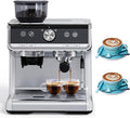 10 Cup Coffee Maker with Adjustable Coarseness Grinder 20 Bar Coffee Maker with Milk Frother Steam Wand 95 Ounces Water Tank Coffee Machine for Latte Cappuccino 2 Cups at Once Silver