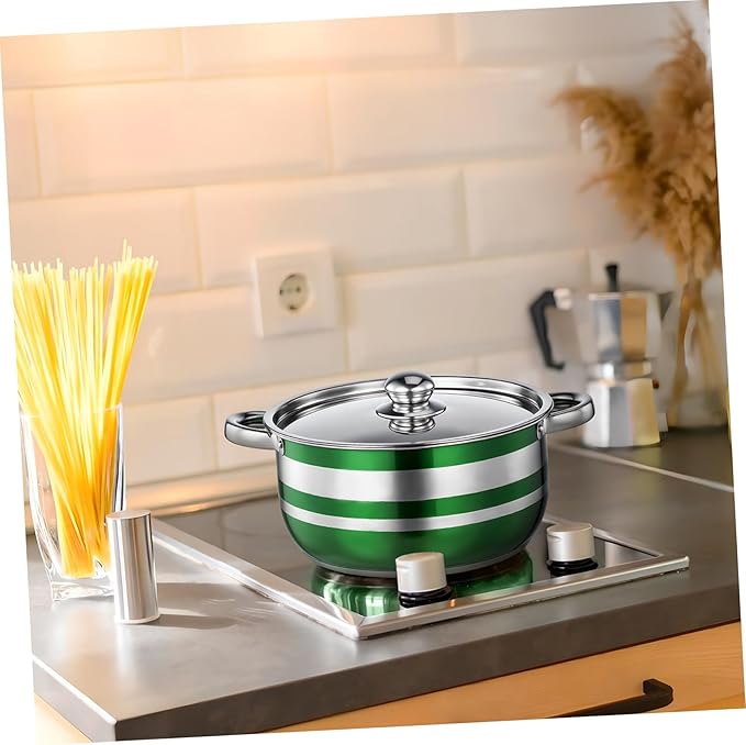 4pcs Stainless Steel Cooking Pot Set with Lids and Heat-resistant Handles Non-stick Induction Compatible Kitchen Cookware for Gas Stove and Electric Range Pots for Home and