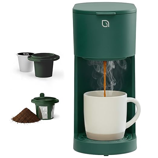 WILLOW K-Cup Coffee Maker Single Serve Coffee Maker with 6 to 12oz Brew Size &amp Strong Brew Option Single Cup Coffee maker made with 99% PCR Recycled Plastics Coffee Machine - HUNTER GREEN