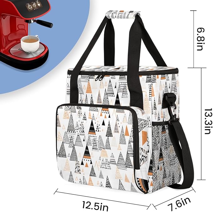 Aztec Tree Coffee Maker Carrying Bag Botanic Tree Travel Storage Bag Compatible with K-Mini or K-Mini Plus Single Serve Coffee Brewer Carrying Case with Multiple Pockets &amp Shoulder Strap