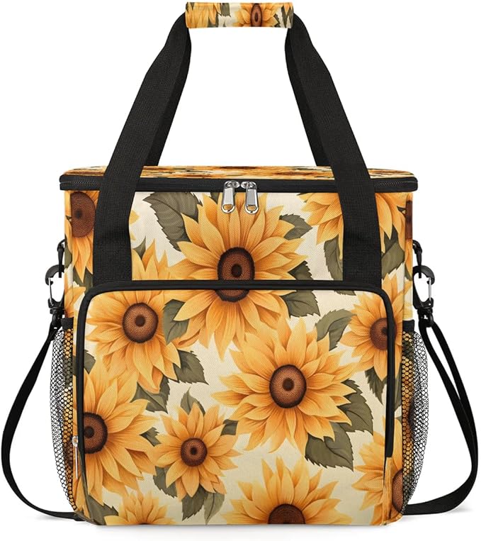 Sunflowers Print Coffee Maker Travel Bag for K-Mini or K-Mini Plus Single Serve Coffee Brewer Portable Storage Tote Case for Tarvel