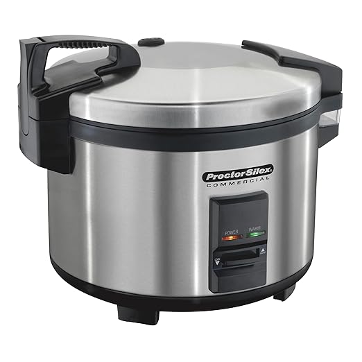 Proctor Silex Commercial 37540 Rice Cooker/Warmer 40 Cups Cooked Rice Capacity Nonstick Inner Pot Hinged Lid Stainless Steel Housing Conforms to NSF