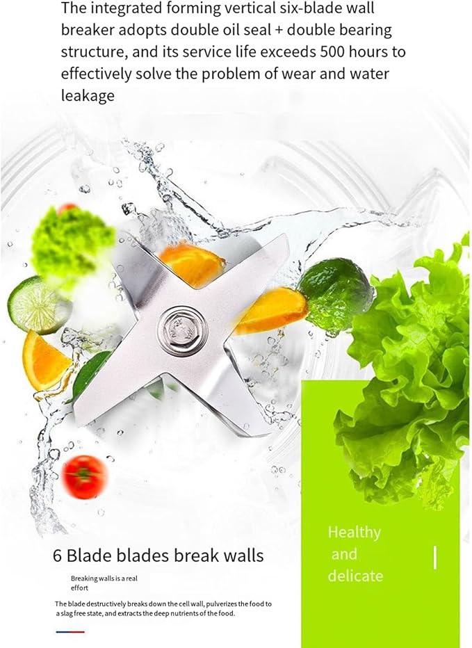 Blender Smoothie Maker with Soundproof Lid 2.5L Large Capacity 2300W 6 Blades Suitable for Smoothies Ice and Fruits5L