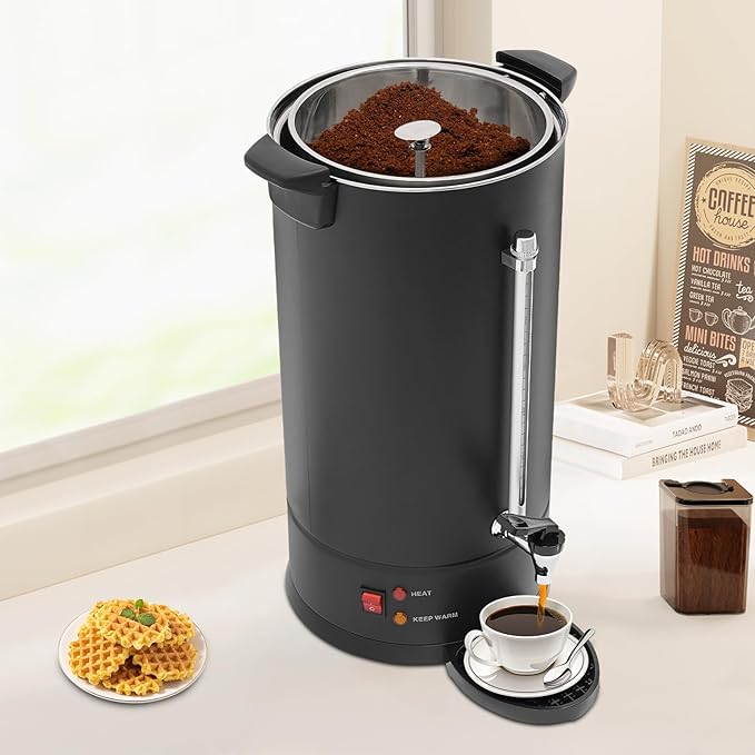 25L Commercial Coffee Maker Stainless Steel Coffee Urn Electric Coffee Pot Hot Beverage Dispenser Quick-Brewing Coffee Urn For EventsParty &amp Catering