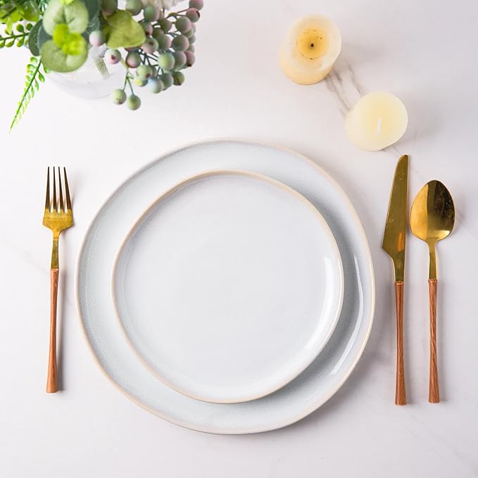 AmorArc Ceramic Dinnerware SetsHandmade Reactive Glaze Stoneware Plates and Bowls SetsHighly Scratch Resistant | Dishwasher &amp Microwave Safe Dishes SetService for 8 (24pc)