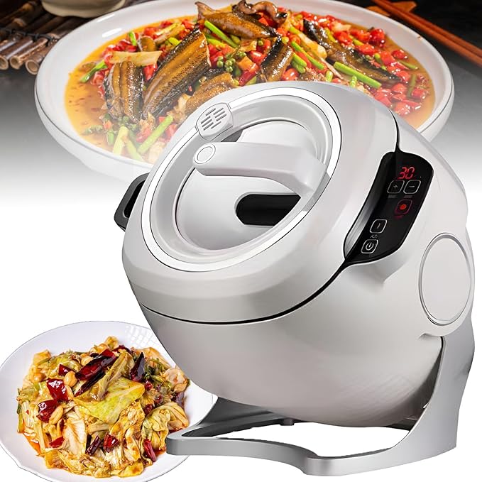 Intelligent Automatic Cooking Machine Automatic Cooking Wok Fried Rice Machine One-Click Smart Start 360° Automatic Rotation 2000W 6L