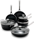 Orfeo 10 Piece Nonstick Cookware Set Made in Italy Diamond Ceramic PFAS-Free Pots &amp Pans Induction Ready Scratch Resistant Laser-Fused Surface for Durability Dishwasher Safe Black
