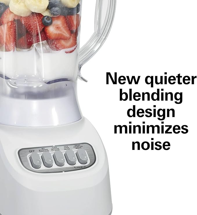 Beach Smoothie Blender with 650W Peak Power Wave Action System 12 Functions 48 oz BPA-Free Jar and Ice Sabre Blades Black (White)