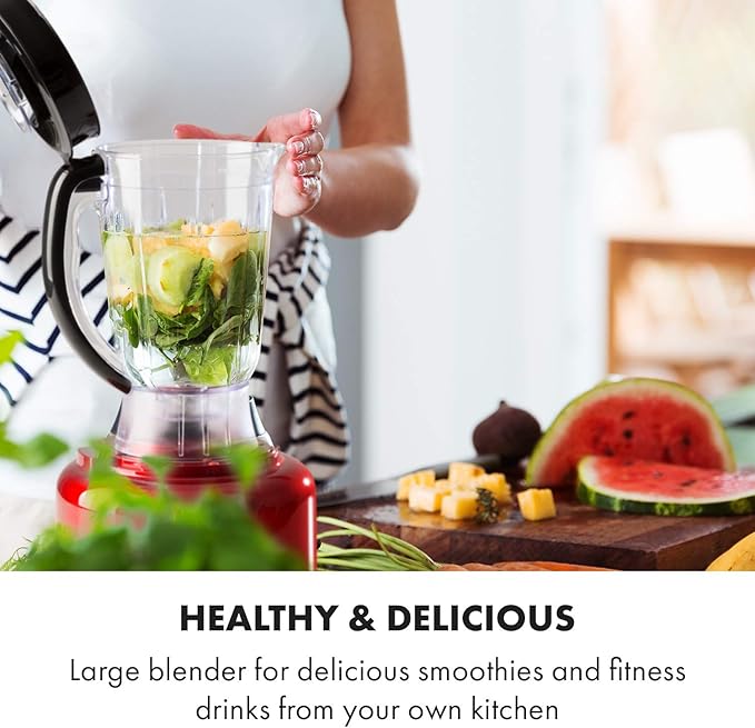 Klarstein Luca Multi-Function Mixer Blender Chopper Kitchen Grater Juicer Food Processor 1000 Watt Stepless 6 Levels BPA Free 3 Litres 3 L Measuring Cup Spatula Red