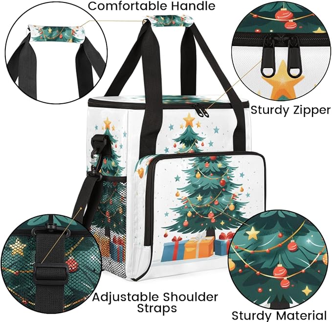 Christmas Gift Coffee Maker Carrying Bag Retro Tree Travel Storage Bag Compatible with K-Mini or K-Mini Plus Single Serve Coffee Brewer Carrying Case with Multiple Pockets &amp Shoulder Strap