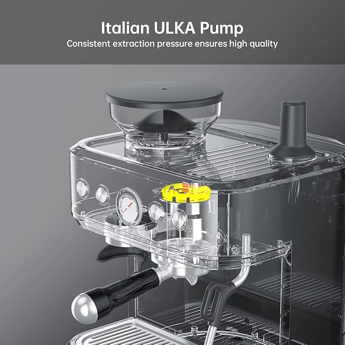 Fully Automatic Espresso Coffee Machines with Milk Frother and Grinder 15 Bar Espresso Machines 1350W 2.5L Removable Water Tank 2 Cup Filters 6 Coffee Varieties Stainless Steel for Home and Office