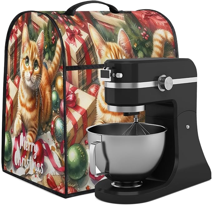 cfpolar Kitchen Aid Mixer Cover Compatible with 6-8 Quarts Christmas Ball Cat Xmas Stand Mixer Cover Kitchen Aid Mixers Accessories Appliance Organizer Bag Dust Covers with Zipper Pocket
