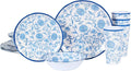 Melamine Dinnerware Set for 4-16 Pcs:Camping Dishes Set with Dinner PlatesSalad PlatesCups and Bowls.Lightweight and Unbreakable.Indoor and Outdoor Use.