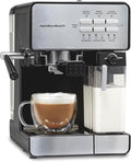 Hamilton Beach Slide and Lock Espresso Machine Programmable Coffee Maker for Café-Quality Cappuccino &amp Latte 15 Bar Pump Milk Frother Steamer Wand 70 oz. Removable Reservoir Black (40750)