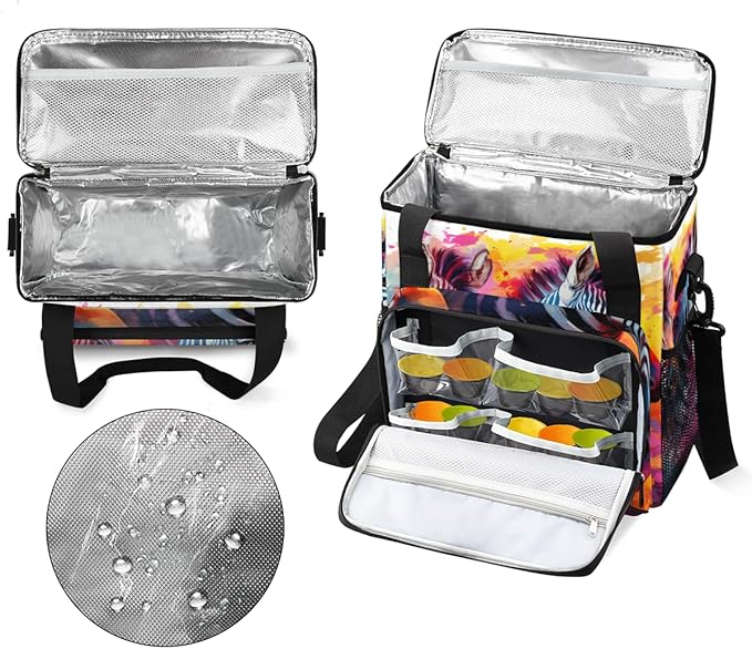 Colorful Zebra Coffee Maker Carrying Bag Abstract Zebra Travel Storage Bag Compatible with K-Mini or K-Mini Plus Single Serve Coffee Brewer Carrying Case with Multiple Pockets &amp Shoulder Strap