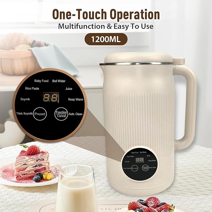 Nut Milk Maker Machine 8-in-1 Multifunction Nut Milk &amp Juice Maker 2026 Upgraded Automatic Soybean Machine Smart Buttons Eight Modes One-Button Self-Cleaning (Green)